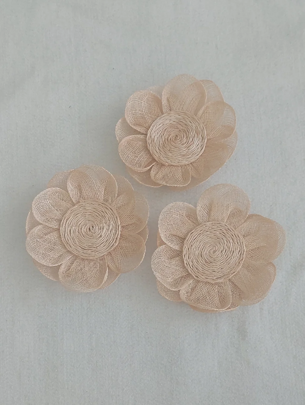 Vintage Woven Abaca Fiber and Sinamay Flower Coasters - Set of 6 NWOT